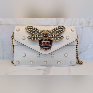 Gucci Bee - White with Gold and Pearl Bee Accent